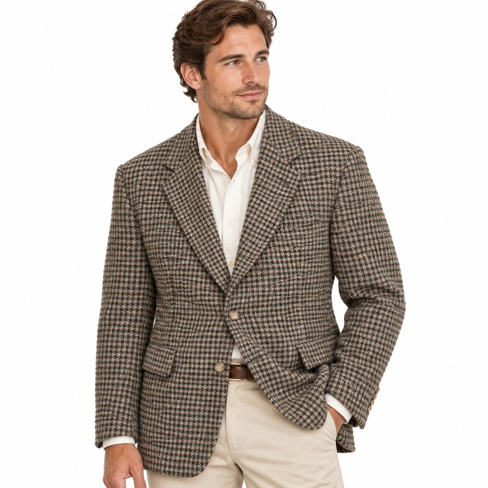 Vintage 90s University Shop New Haven Wool Tweed Blazer 42L Ivy League Preppy